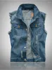 Men's Vests 2024 Mens Sleeveless Jeans Jacket Men Oversize 6XL Blue Black Denim Vest Cowboy Waistcoat