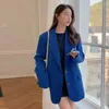 Costumes pour femmes Trench-Coat Manteaux pour femmes Long Bleu Blazer Femme Vêtements Colorblock sur vêtements d'extérieur Veste Robe Noir Check Overcoat Plaid