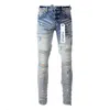 Sluit jeans ontwerper heren jeans paarse jeans high street gat ster patch heren dames sterren borduurwerkpaneel broek stretch slank fit broek broek