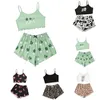 Damen-Nachtwäsche, Seidensatin-Pyjama-Set, florale Spitze, Dessous, nahtlos, Übergröße, ärmelloses Nachthemd, Oberteile, Shorts, 2-teiliges Set