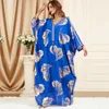 Roupas étnicas Vestido Muçulmano Mulheres Chiffon Azul Bat Manga Abaya Kaftan Casual Solto Vestidos Mulher Dubai Longo Robe Vestidos