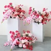 Decorative Flowers Pink Artificial Floor Flower Rose Orchid Row Wedding Table Floral Arrangement Party Stage Backdrop Prop Window Displa