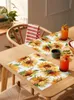 Table Mats Plants Watercolor Grass Leaves Sunflowers Kitchen Dining Decor Accessories 4/6pcs Placemat Heat Resistant Tableware Mat