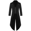 Casacos de Trench Masculinos Moda Homens Tailcoat Mens Jaqueta Victorian Preto Respirável Retro S-4XL Tamanho Macio Steampunk Roupas Casaco