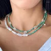 Choker Blue Turquoise Natural Pearl Women's Necklace High Fashion Jewelry Wedding Accessories Anpassade för charm