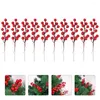 Fleurs décoratives 10 pièces branche de baies artificielles baies arbre de noël décor de mariage maison fleur décoration Simulation Branches rouges faux