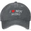 I Heart Hot Love Moms – casquette de Baseball lavable, chapeau de camionneur réglable, rétro, pêche, décontracté, en Denim, chiné profond