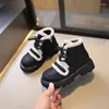 Botas Gran Bretaña Estilo Chicas Versátil Peluche Cremallera PU Moda Niños Cuero Suave Niños Casual Corto para Niños Simple