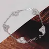 S925 Silver Five Flowers Charm Armband med diamant i platina färg för kvinnor bröllop smycken gåva PS5279298s