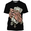 T-shirts pour hommes 2024 Summer Cool Shirt 3D Imprimé Money pour hommes Street Tee Tops