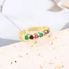 Anneaux de cluster dans le style rétro coloré zircon cristal ouvert pour les femmes vintage bohême femelle en acier inoxydable bague dame bijoux