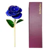 Flores decorativas 24k banhado a ouro mergulhado rosa flor seca com caixa de presente e suporte dispaly para o aniversário de casamento do dia dos namorados