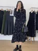 Robes décontractées 2024 Cekcya Corée Dongdaemun Mode Dames Robe Florale Femme Automne Élégant Imprimé Lâche Longues Femmes Vêtements De Vacances