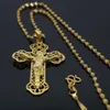 Classic Style Filigree Jesus Pendant Chain18K Yellow Gold Filled Womens Mens Cross Pendant Necklace Crucifix Choker219d