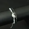 Charm Bracelets 2 Pcs/Set Handmade Black White Taiji Bracelet Charms Yinyang Rope Bagua Braclet For Men Armband Jewelry Homme
