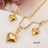 Designer Earrings 24 k Yellow Solid Gold Filled Lovely heart Pendant Necklaces Women girls party jewelry sets gifts diy charms