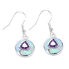 Dangle Earrings 2Pc/Set Blue Fire Opal Fashion Amethyst Inlaid Round Pendant Women's Wedding Earrin