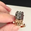 M Anello vintage Anello aperto di lusso Anello con pietra preziosa grande Anello con testa di teschio Anello con testa di teschio Regalo di coppia Confezione regalo di gioielli di fidanzamento spediti insieme 7754