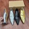 Dress Shoes Y2k Shiny Silver Heels For Women Pointed Toe Luxury Gold Elegant Party Pumps Female Spring Autumn Black In