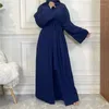 Vêtements ethniques 2pc ensemble femme musulmane minimaliste correspondant tenues abaya kimono dubaï turc modestie décontracté ramadan ensembles robe