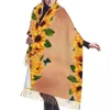 Halsdukar Autumn Winter Warm Blooming Sunflowers lämnar fjärilsmashaken Tassel Wrap Neck Pannband Hijabs stal