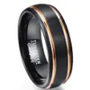 Anel de festa requintado ouro rosa lado anéis masculinos real carboneto de tungstênio alianças de casamento anillos para hombres masculino ring2694