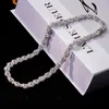 Chains Luxury Flower S925 Sterling Silver Necklace Platinum Plated High Carbon Diamond Line For Women Dinner Fine Jewelry Gfts