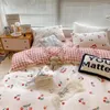 Bedding Sets Set Lovely Cherry Down Quilt Pillowcase Bed Sheet Flower Girl Full-Size Soft Home Textile