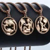 Signo del zodiaco 12 Collar colgante de la constelación para mujeres hombres 585 Collar de mujer de oro rosa cadena de hombres Joyas de moda GPM21253F