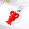 Keychains Christmas Santa Claus Lobster Watermelon Pumpkin Garlic Fruit Resin Pendant Key Chain Rotationable Clasp Keyring Holder