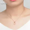 LAMOON Rose Flower 925 Sterling Silver Necklace Rose Quartz Gemstone Necklaces 18K Rose Gold Plated Fine Jewelry LMNI025 210330251y