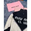 Women's Knits & Tees Mm Home Autumn/winter Nail Diamond Color Block Knitted Top for Women Double Zipper Design with Letter Embroidery Decoration