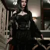 Scarves 2024 Dark Gothic Style Fashion Slim Peplum Canvas Princess Sleeve Lace Top Women
