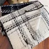 Scarves 2024 Fashion Winter Women's Of Black And White Checkered Wool Scarf Warm Cashmere Pashmina Thick Shawl