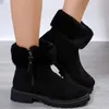 Boots Faux Fur Platform Ankle Women 2024 Winter Warm Suede Short Woman Plus Size 43 Side Zipper Thick Heeled Botas