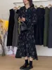 Casual Kleider 2024 Cekcya Korea Dongdaemun Mode Damen Blumenkleid Weibliche Herbst Stilvolle Gedruckt Lose Lange Frauen Urlaub Kleidung