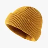 Berets Autumn And Winter Fashion Korean Knitted Solid Color Thickened Warm Wool Wrapped Head Cold Cap Casual Unisex Pullover Hat