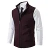 Gilets pour hommes hommes gilet col montant tricoté pull à fermeture éclair élégant cardigan sans manches doux pour le travail et vêtements décontractés