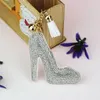 Keychains Creative High Heel Shape Rhinestone Nyckel Velvet Material med metallring grossistpris smycken tillbehör