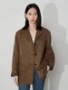 Kvinnors kostymer Unxx Classic Retro Melrose Style Brown Suede Velvet Suit Jacket Whitening Loose Shoulder Pads High-End Leather