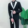 Men's Suits Ternos Masculino Spring Long Sleeve Belt Decoration Man Suit Korean Groom Men Slim Fit Weave Bring Full Dress