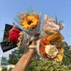 Kwiaty dekoracyjne Słonecznik Kwiat Mini bukiet wysuszony ręcznie wykonany wieczny sztuczny dekoracja ślubna dom
