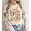 Koszulki kobiet Kobiety Fall Vintage Boho Flower Shirt Botanical Floral Graphic Tee Lover Autumn Top