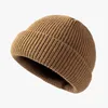 Berets Autumn And Winter Fashion Korean Knitted Solid Color Thickened Warm Wool Wrapped Head Cold Cap Casual Unisex Pullover Hat