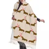 Foulards Automne Hiver Chaud Dessin Animé Chiens Teckel Patern Mode Châle Gland Wrap Cou Bandeau Hijabs Étole