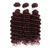 Malaysiska 100% mänskligt hår Bourgogne Color Deep Wave Curly Body Wave dubbel Wefts 99J 10-30-tums hårprodukter