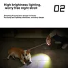 Hundhalsar Pet Leases For Dogs Nylon Tape Stor med LED -ljus ergonomiskt handtag mycket elastisk automatisk singel