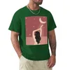 Camisetas sin mangas para hombre Chica con luna en la playa | Obra de arte|| Camiseta de arte rosa, ropa estética, camisetas negras de manga corta, gráfico para hombre