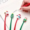 Partihandel Cartoon Christmas Silicone Rocker Gel Pen Black Signature Pennor For Students Christmas Stationery Gifts Office Supplies 231229