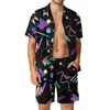 Herren Tracksuits Memphis Muster Shirt Sets 3D Printed Men Casual Fashion Kurzärärmische Hemden Übergroße Strandshorts Hawaiian Tops Anzüge